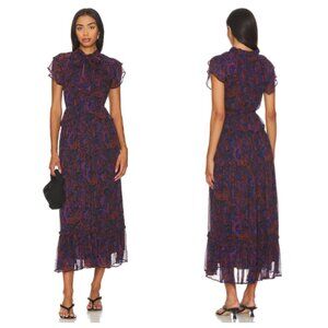 Cleobella Nicolette Paisley Chiffon Ruffle Midi Dress - NWT - Small